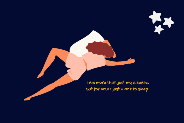 Illustration of girl lying face down sleeping